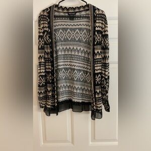 About A Girl Black and Cream Patterned Cardigan